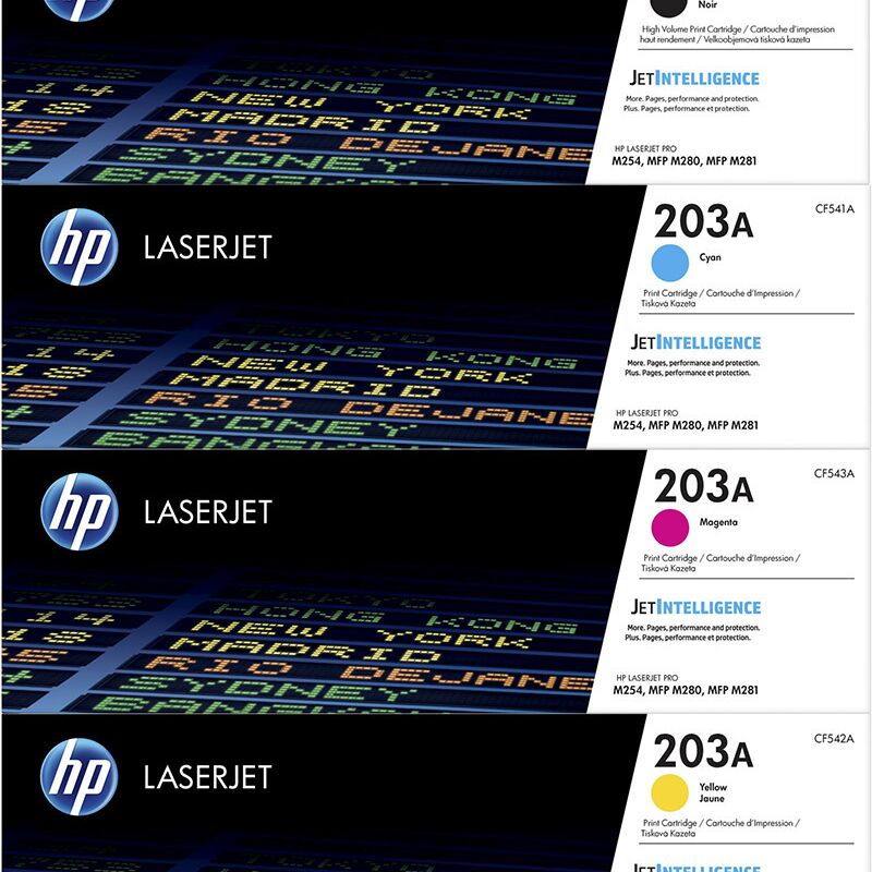 Original  HP Toner 203X / CF540X cyan/schwarz/magenta/gelb für CF540X